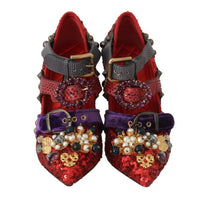 Dolce & Gabbana Red Bellucci Alta Moda Embellished Pumps