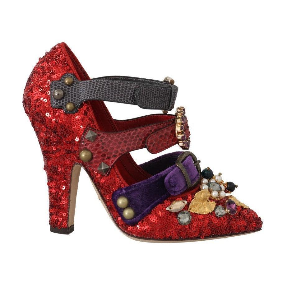Dolce &amp; Gabbana Red Bellucci Alta Moda Embellished Pumps
