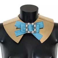 Dolce & Gabbana Gold Bow Crystal Embellished Runway Collar Necklace