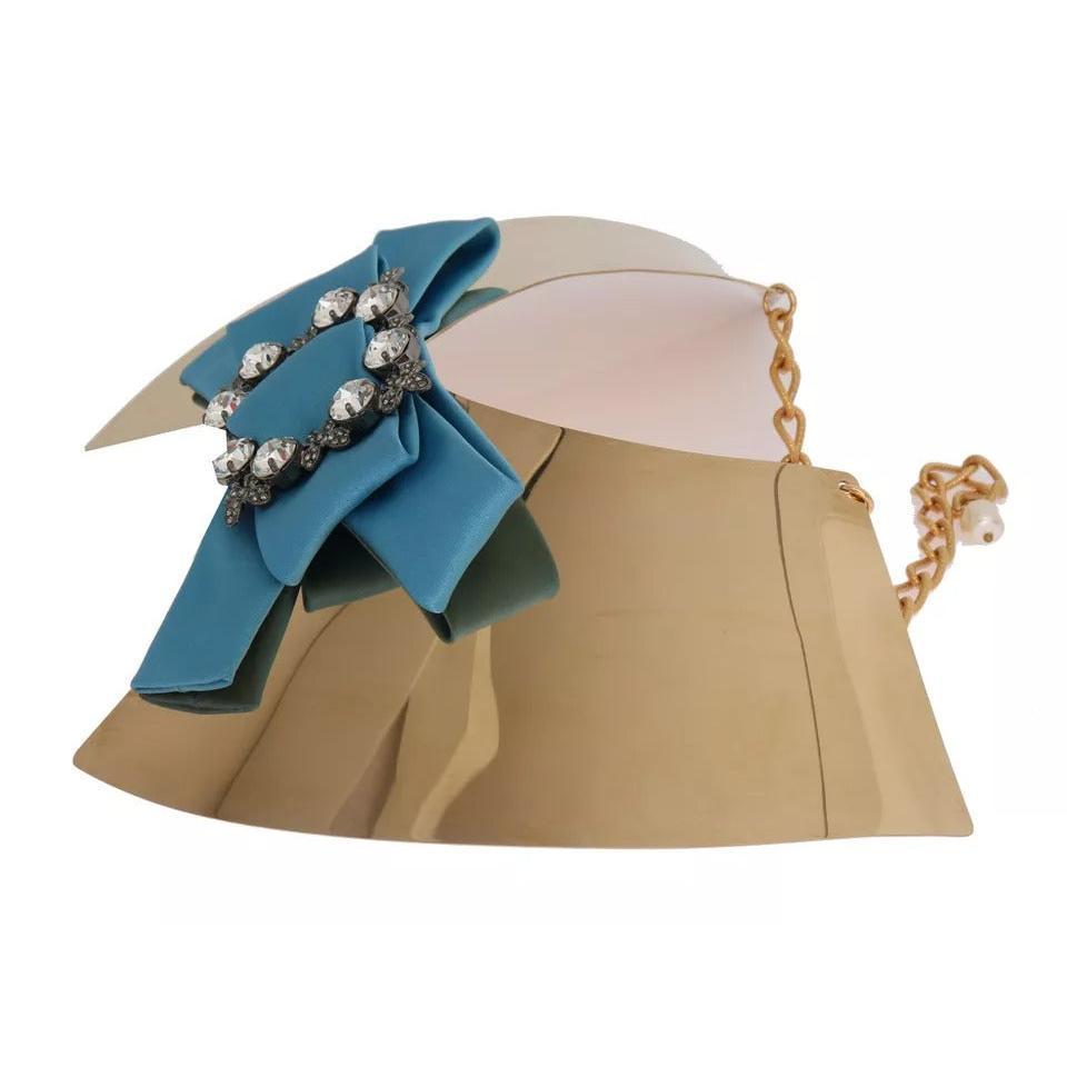 Dolce &amp; Gabbana Gold Bow Crystal Embellished Runway Collar Necklace