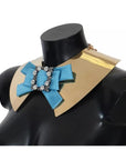 Dolce & Gabbana Gold Bow Crystal Embellished Runway Collar Necklace