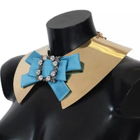 Dolce & Gabbana Gold Bow Crystal Embellished Runway Collar Necklace