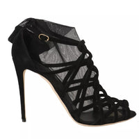 Dolce & Gabbana Black Suede Stilettos Booties Socks Shoes