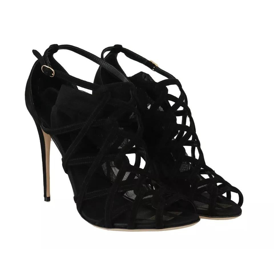 Dolce &amp; Gabbana Black Suede Stilettos Booties Socks Shoes