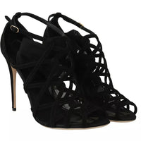 Dolce & Gabbana Black Suede Stilettos Booties Socks Shoes