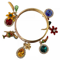 Dolce & Gabbana Multicolor Crystal Gold Tone Brass Bangle Bracelet