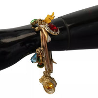 Dolce & Gabbana Multicolor Crystal Gold Tone Brass Bangle Bracelet