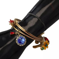 Dolce & Gabbana Multicolor Crystal Gold Tone Brass Bangle Bracelet