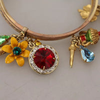 Dolce & Gabbana Multicolor Crystal Gold Tone Brass Bangle Bracelet