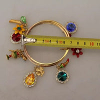 Dolce & Gabbana Multicolor Crystal Gold Tone Brass Bangle Bracelet