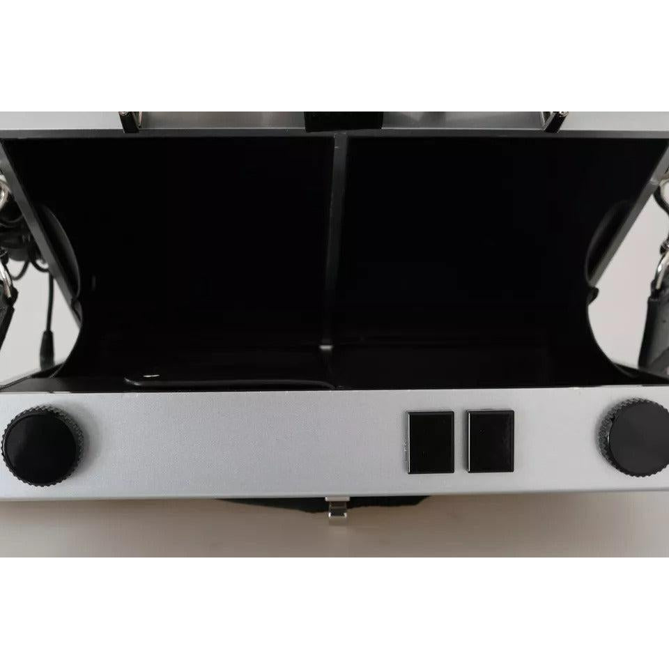 Dolce &amp; Gabbana Silver Retro Radio Boombox Limited Edition Handmade Wood Bag