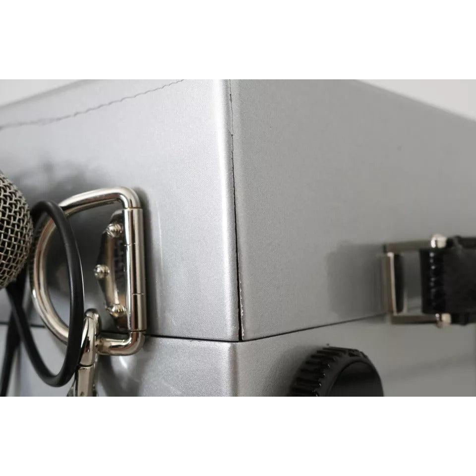 Dolce &amp; Gabbana Silver Retro Radio Boombox Limited Edition Handmade Wood Bag