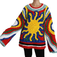 Dolce & Gabbana Multicolor Sun Ruffled Top Blouse Sweater