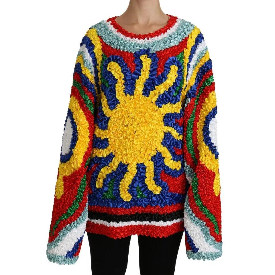 Dolce &amp; Gabbana Multicolor Sun Ruffled Top Blouse Sweater