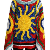 Dolce & Gabbana Multicolor Sun Ruffled Top Blouse Sweater