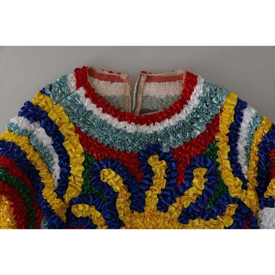 Dolce &amp; Gabbana Multicolor Sun Ruffled Top Blouse Sweater
