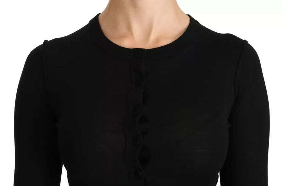 Dolce & Gabbana Black Virgin Wool Long Sleeve Top Blouse Top