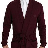 Dolce & Gabbana Bordeaux Cashmere Crown Cardigan Sweater