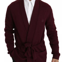 Dolce & Gabbana Bordeaux Cashmere Crown Cardigan Sweater