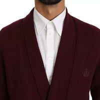 Dolce & Gabbana Bordeaux Cashmere Crown Cardigan Sweater