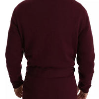 Dolce & Gabbana Bordeaux Cashmere Crown Cardigan Sweater