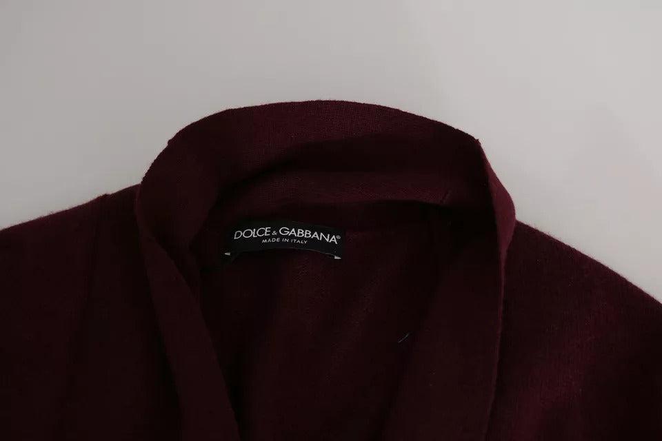 Dolce &amp; Gabbana Bordeaux Cashmere Crown Cardigan Sweater