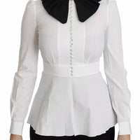 Dolce & Gabbana Black White Decorative Buttons Tops Shirt Blouse