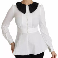 Dolce & Gabbana Black White Decorative Buttons Tops Shirt Blouse