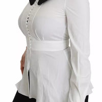 Dolce & Gabbana Black White Decorative Buttons Tops Shirt Blouse