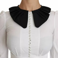 Dolce & Gabbana Black White Decorative Buttons Tops Shirt Blouse