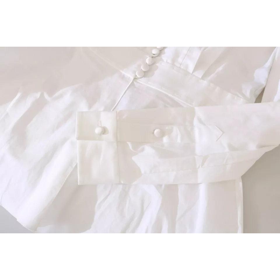 Dolce &amp; Gabbana Black White Decorative Buttons Tops Shirt Blouse