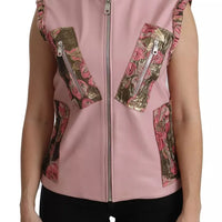 Dolce & Gabbana Pink Leather Sleeveless Vest Jacket Blouse