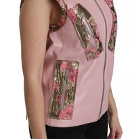 Dolce & Gabbana Pink Leather Sleeveless Vest Jacket Blouse