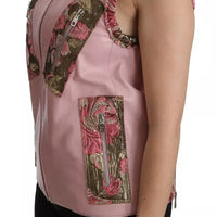 Dolce & Gabbana Pink Leather Sleeveless Vest Jacket Blouse