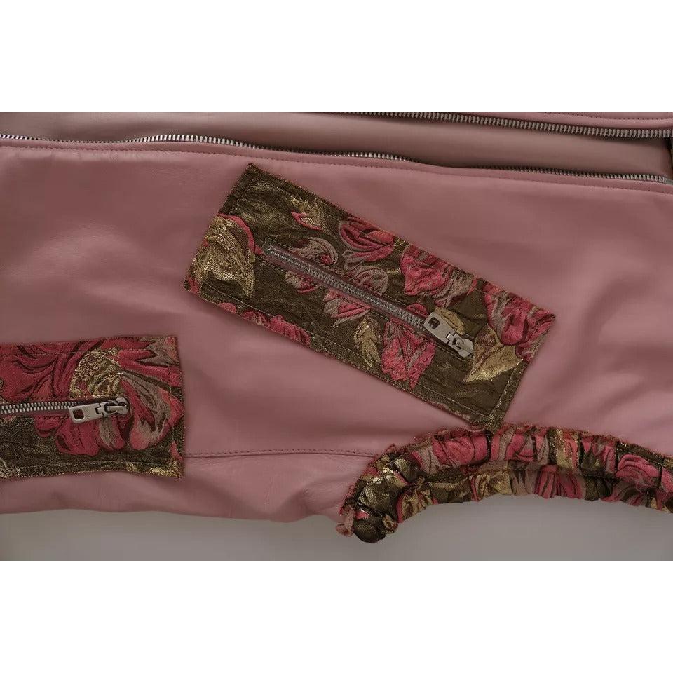 Dolce &amp; Gabbana Pink Leather Sleeveless Vest Jacket Blouse