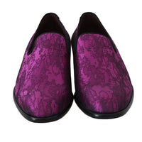 Dolce & Gabbana Elegant Silk-Wool Blend Loafers in Purple