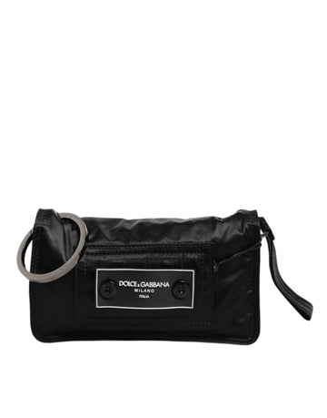 Dolce & Gabbana Black Fabric Logo Two Way Clutch Crossbody Bag