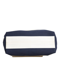 Dolce & Gabbana White Navy Striped Canvas Top Handle Tote Bag