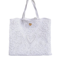 Dolce & Gabbana White Cordonetto Lace Beatrice Shopping Tote Bag