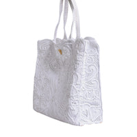 Dolce & Gabbana White Cordonetto Lace Beatrice Shopping Tote Bag