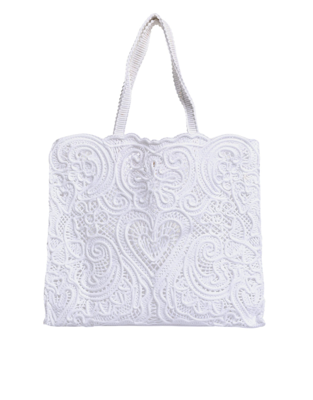 Dolce & Gabbana White Cordonetto Lace Beatrice Shopping Tote Bag