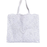 Dolce & Gabbana White Cordonetto Lace Beatrice Shopping Tote Bag