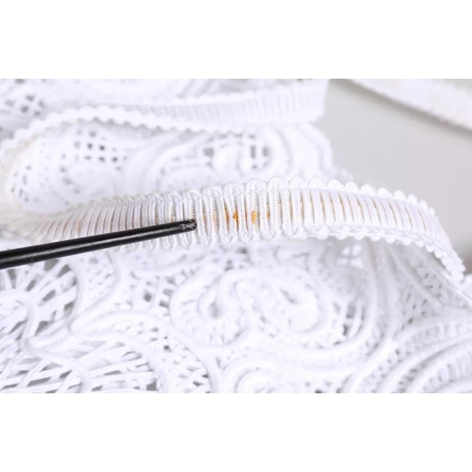 Dolce &amp; Gabbana White Cordonetto Lace Beatrice Shopping Tote Bag