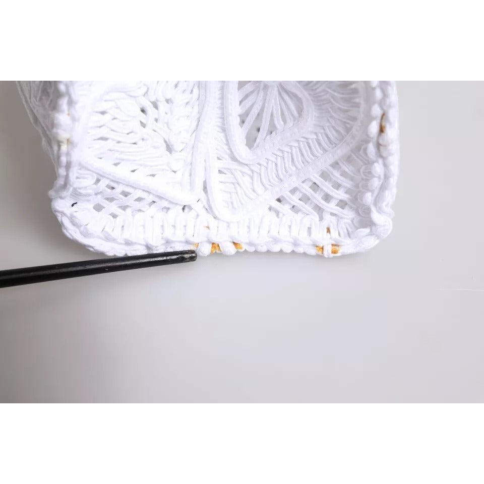 Dolce &amp; Gabbana White Cordonetto Lace Beatrice Shopping Tote Bag