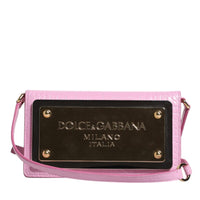 Dolce & Gabbana Pink Exotic Leather Logo Plaque Crossbody Bag