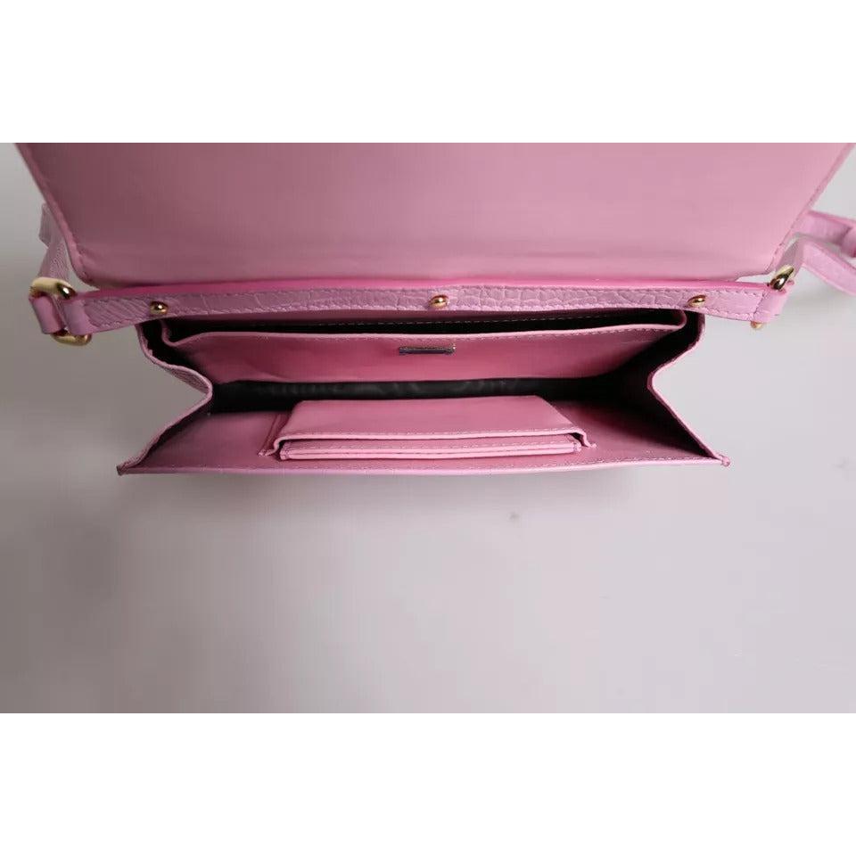 Dolce &amp; Gabbana Pink Exotic Leather Logo Plaque Crossbody Bag