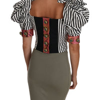 Dolce & Gabbana Elegant Cropped Corset Top with Crystal Buttons