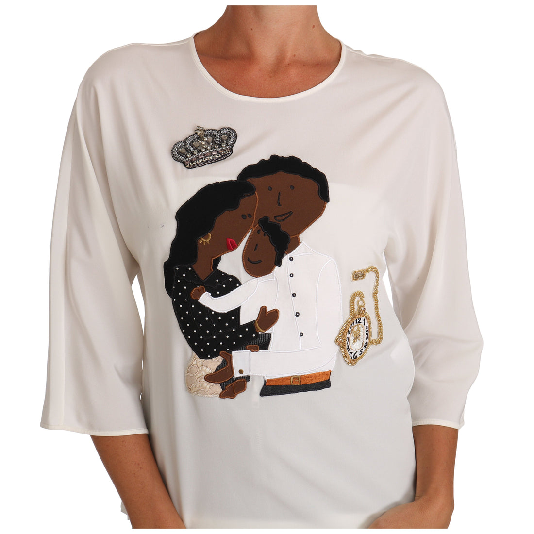 Dolce & Gabbana Elegant Silk Blend Crewneck Blouse