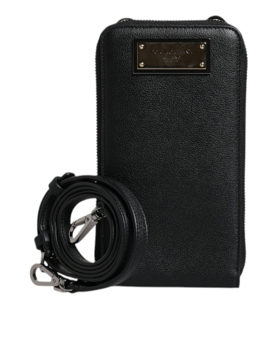 Dolce & Gabbana Black Leather Purse Crossbody Sling Phone Bag