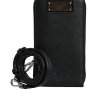 Dolce & Gabbana Black Leather Purse Crossbody Sling Phone Bag